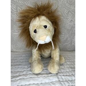 Kellytoy Lion Plush Stuffed Sitting Male Mane Flocked Nose 10” Hard Eyes